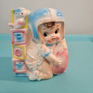 Vintage 1960s Ruben Planter/Vase, Baby Boy with Football, Made in Japan